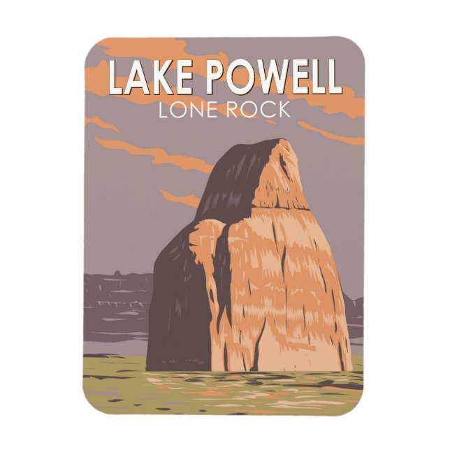 Lake Powell Lone Rock Art Vintag Magnet (Vertikal)