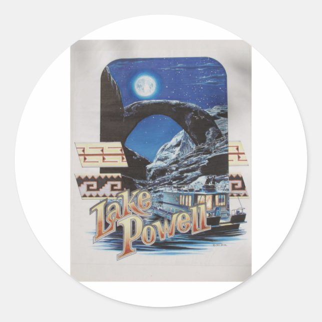 Lake Powell Moonlite Landschaftlich Runder Aufkleber (Vorderseite)