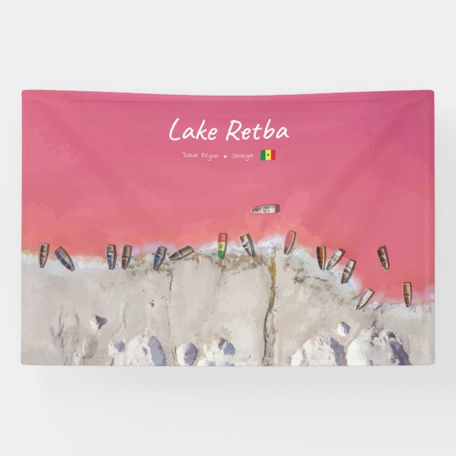 Lake Retba, Senegal - Rosa See Boote Banner (Horizontal)