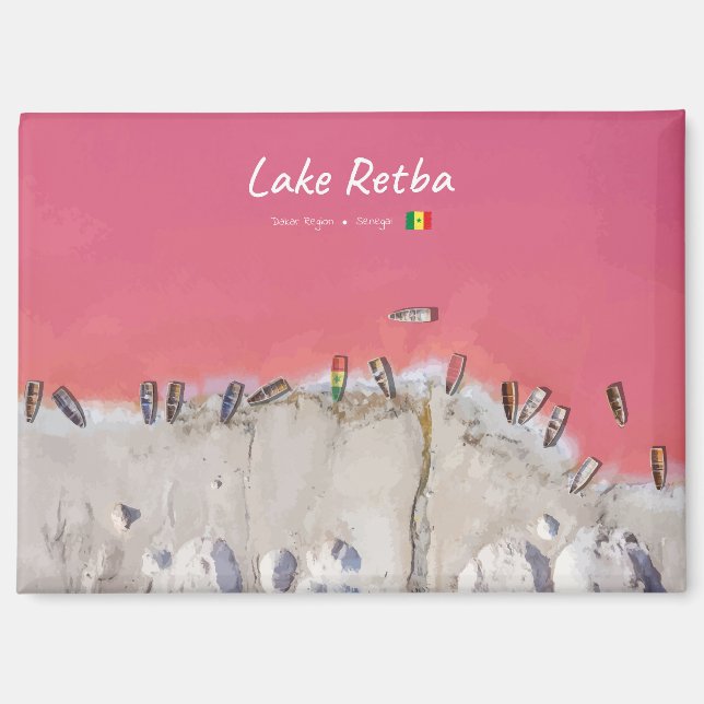 Lake Retba, Senegal - Rosa See Boote Magnet (Vorderseite)