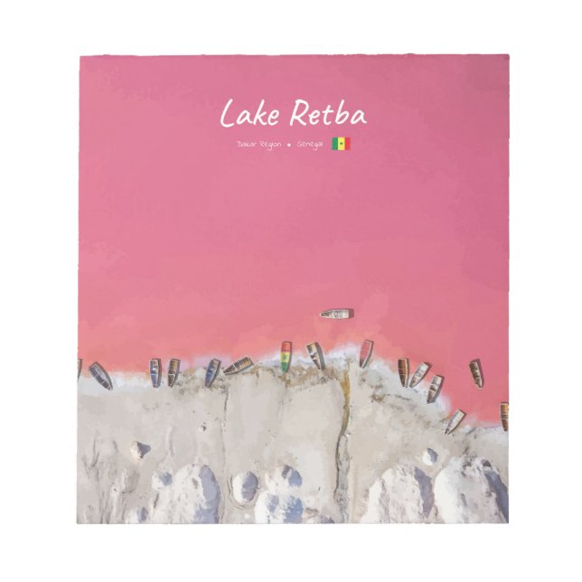 Lake Retba, Senegal - Rosa See Boote Notizblock (Vorderseite)