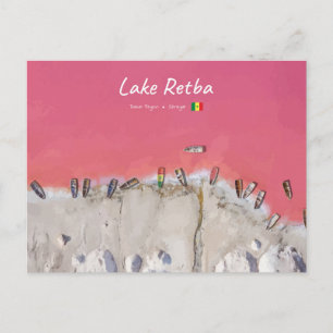 Lake Retba, Senegal - Rosa See Boote Postkarte