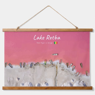 Lake Retba, Senegal - Rosa See Boote Wandteppich Mit Holzrahmen