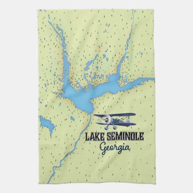 Lake Seminole Georgia Map Poster Geschirrtuch (Vertikal)