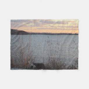 Lake Shore Sunset Fleece Blanket