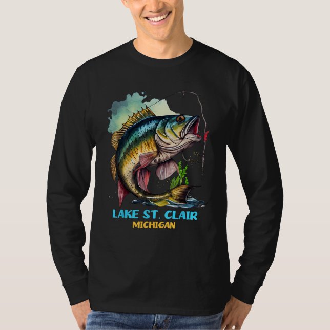Lake St Clair Michigan Fishing Trip Fisher Flyfish T-Shirt (Vorderseite)