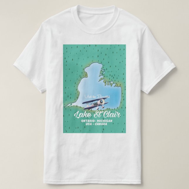 Lake St Clair USA Kanadische Seekarte T-Shirt (Design vorne)