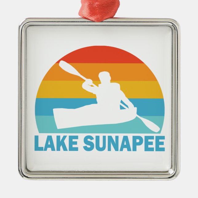 Lake Sunapee New Hampshire Kayak Ornament Aus Metall (Vorne)