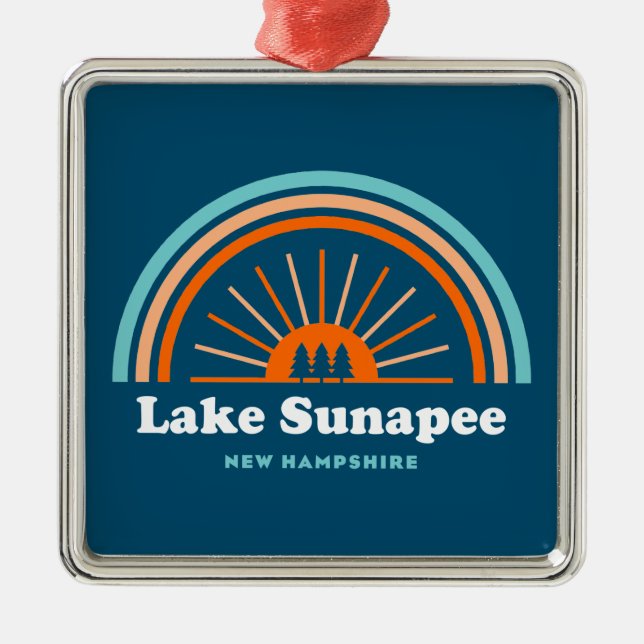 Lake Sunapee New Hampshire Rainbow Ornament Aus Metall (Vorne)