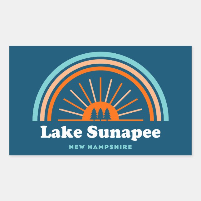 Lake Sunapee New Hampshire Rainbow Rechteckiger Aufkleber (Vorderseite)