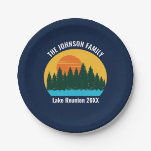 Lake Sunset Family Wiedersehen Niedliches Custom P Pappteller