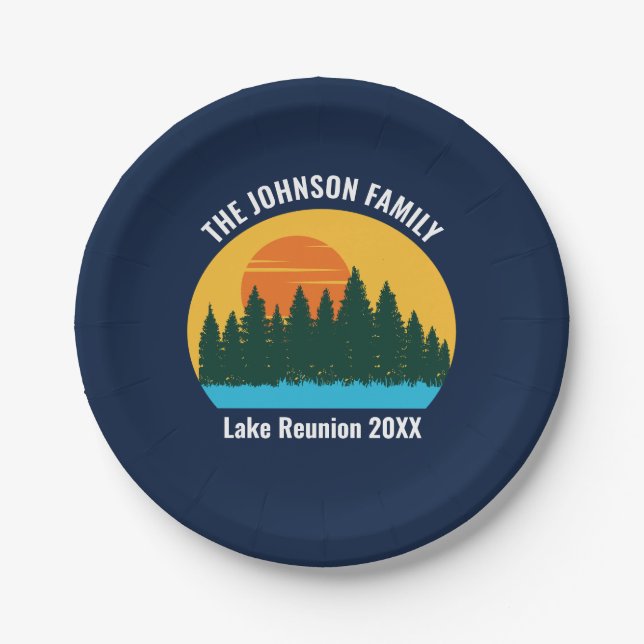 Lake Sunset Family Wiedersehen Niedliches Custom P Pappteller (Vorderseite)