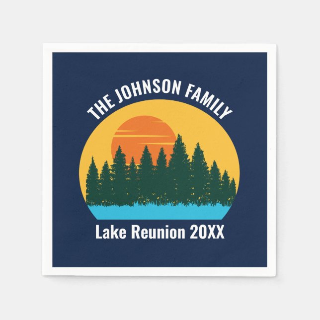 Lake Sunset Family Wiedersehen Niedliches Custom P Serviette (Vorderseite)