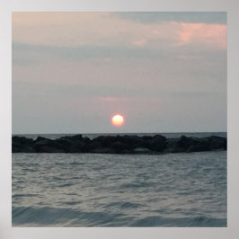 Lake Sunset Glow – Calm Evening Landscape Decor Poster
