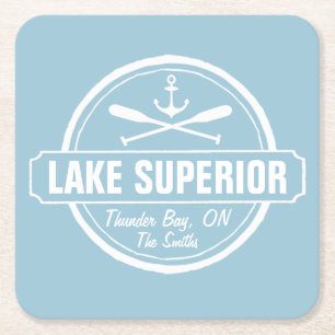Lake Superior, benutzerdefinierte Stadt, Name, Ank Rechteckiger Pappuntersetzer