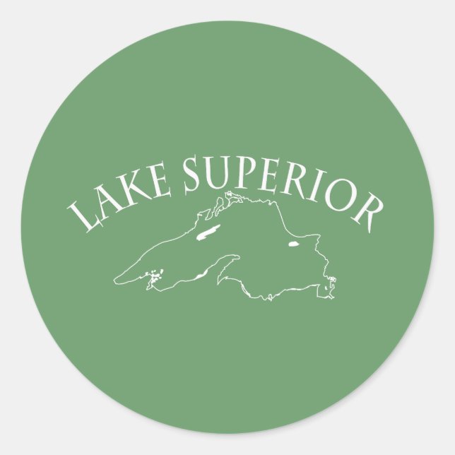 Lake Superior Karte Runder Aufkleber (Vorderseite)