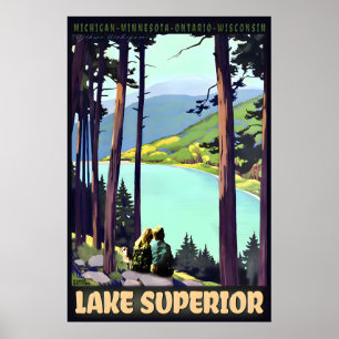 LAKE Superior Retro Roger Broders Reiseposter Poster