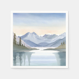 Lake Tahoe   Aquarell-Berglandschaft Serviette
