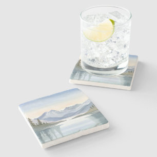 Lake Tahoe   Aquarell-Berglandschaft Steinuntersetzer