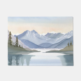 Lake Tahoe | Aquarell-Gebirgslandschaft Fußmatte
