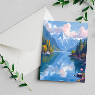 Lake Tahoe Berge Aquarell Naturkarte