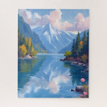 Lake Tahoe Berge Aquarell Naturmalerei