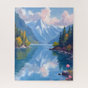Lake Tahoe Berge Aquarell Naturmalerei