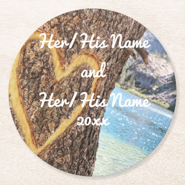 Lake Tahoe Blue Water Tree Herzliche Liebe Runder Pappuntersetzer (Vorderseite)