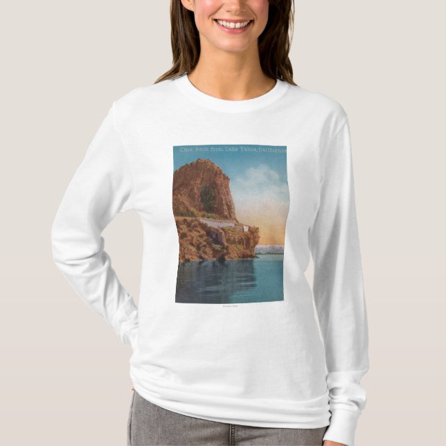 Lake Tahoe, CA - Höhlen-Felsen von der See-Ansicht T-Shirt (Vorderseite)