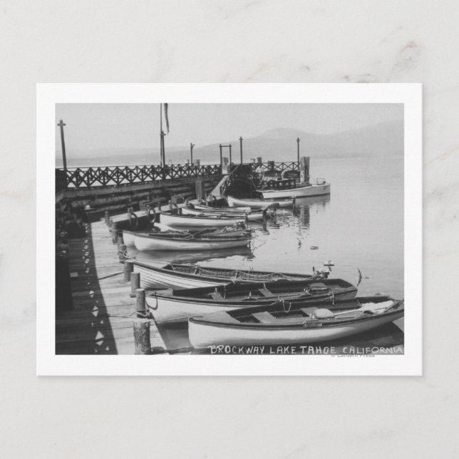 Lake Tahoe, CA - Holzboote entlang des Dock-Fotos Postkarte (Vorderseite)