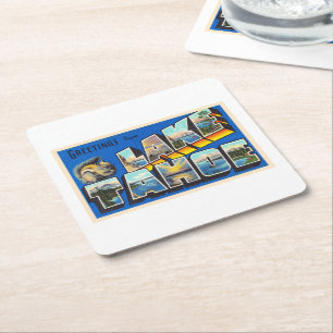 Lake Tahoe California CA Große Buchstaben Postkart Rechteckiger Pappuntersetzer