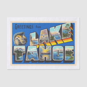 Lake Tahoe California CA Große Letter Postkarte Seidenpapier