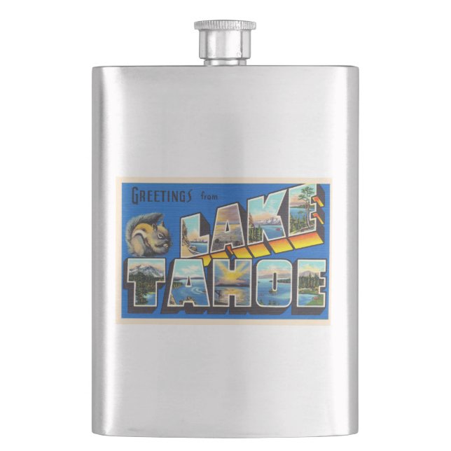 Lake Tahoe California CA Large Letter Postcard Flachmann (Vorderseite)