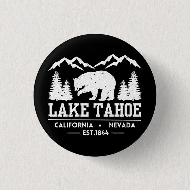 Lake Tahoe - California Grizzly Bear Mountains Button (Vorderseite)