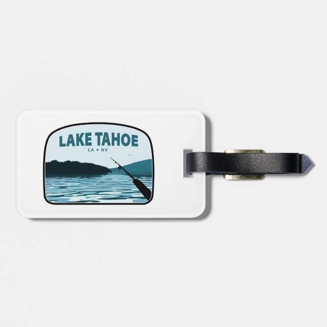 Lake Tahoe California Nevada Angelrute Gepäckanhänger (Rückseite horizontal)