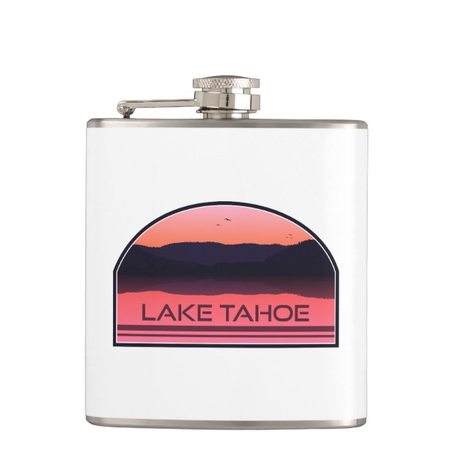 Lake Tahoe California Nevada Red Sunrise Flachmann (Vorderseite)