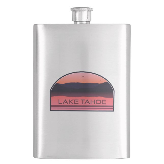Lake Tahoe California Nevada Red Sunrise Flachmann (Vorderseite)