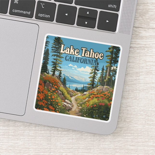 Lake Tahoe California Nevada Retro Travel Aufkleber (Detail)