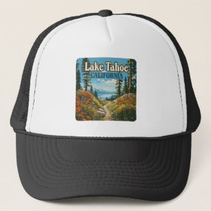 Lake Tahoe California Nevada Retro Travel Truckerkappe