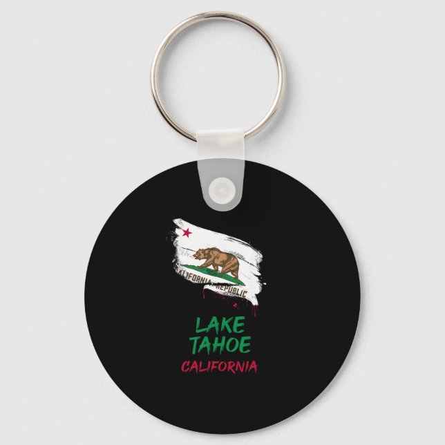 Lake Tahoe California Paint Splatter Flag Vacation Schlüsselanhänger (Vorderseite)