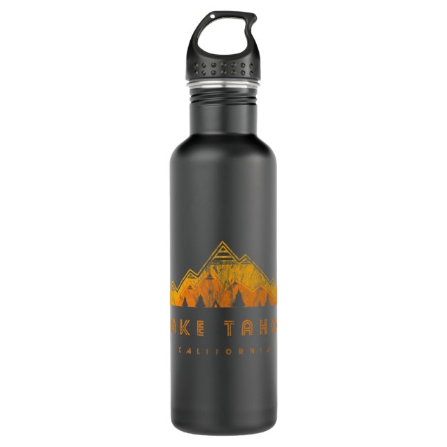 Lake Tahoe California Retro Edelstahlflasche (Vorderseite)