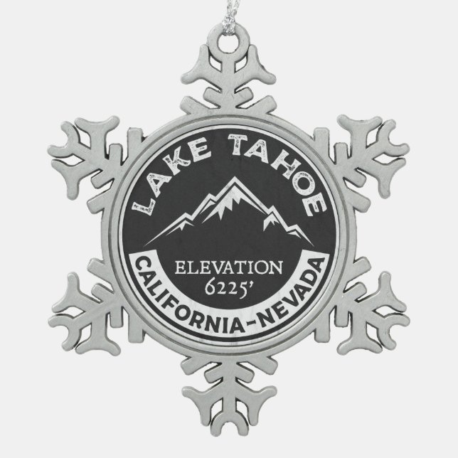 Lake Tahoe California Skifahren Nevada Schneeflocken Zinn-Ornament (Vorderseite)
