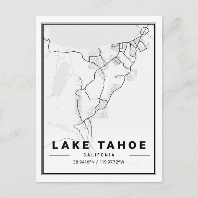 Lake Tahoe California USA Travel City Map Postkarte (Vorderseite)