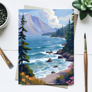 Lake Tahoe Gezeiten Aquarell-Reisegemälde  Postkarte
