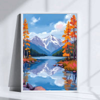 Lake Tahoe Herbst | Fall Foliage Mountain Malerei
