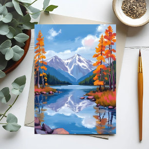 Lake Tahoe Herbst   Herbstlaub Bergmalerei Postkarte