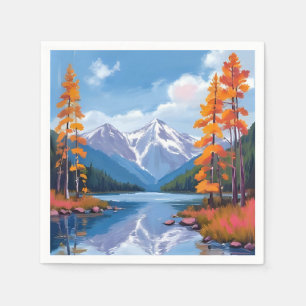Lake Tahoe Herbst Herbstlaub Bergmalerei Serviette