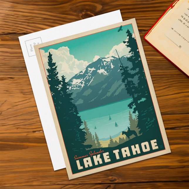 Lake Tahoe | Kalifornien und Nevada Postkarte (Card on table)