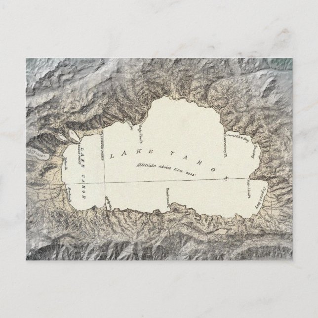 Lake Tahoe Map Postkarte (Vorderseite)