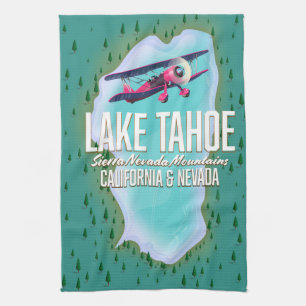 Lake Tahoe Map Reiseplakat Geschirrtuch